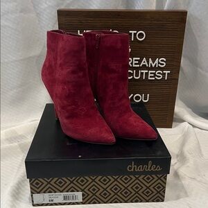 Charles by Charles Davis Scarlet Suede Heeled Boots
